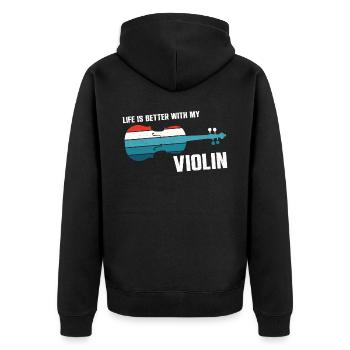 Violin Violinist Retro Vintage - Unisex Premium Bio Zip Hoodie - Schwarz - Hinten - Nico (187cm)