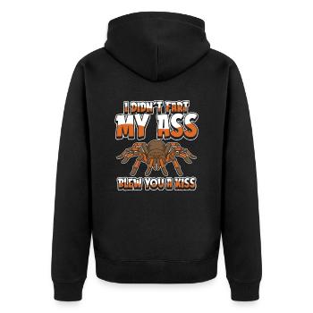 Spinne Witzig - Unisex Premium Bio Zip Hoodie - Schwarz - Hinten - Nico (187cm)