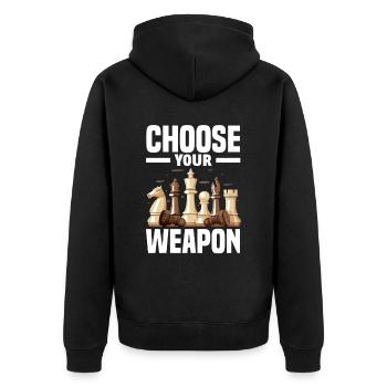 Schachspieler - Unisex Premium Bio Zip Hoodie - Schwarz - Hinten - Nico (187cm)
