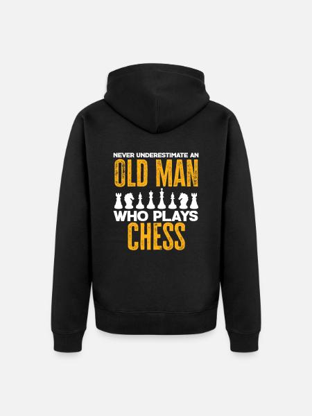 Schach Alter Mann Opa - Unisex Premium Bio Zip Hoodie - Schwarz