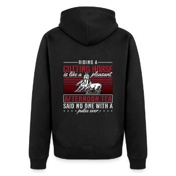 Cutting Horse Riding A Cutting Horse Steer Roping - Unisex Premium Organic Zip Hoodie - black - Back - Nico (187cm)