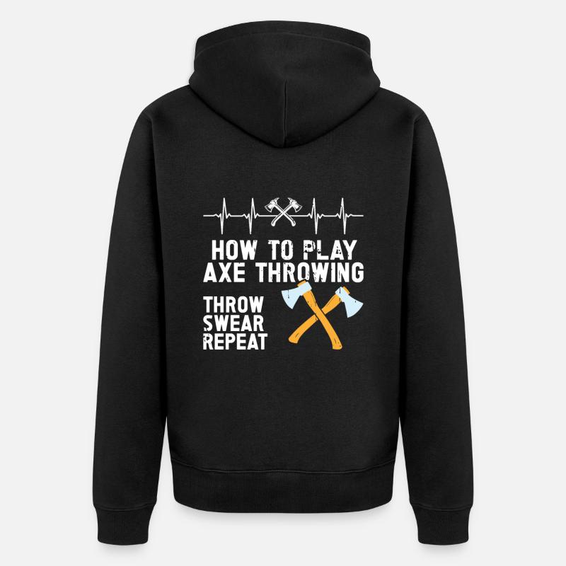 Axtwurf Axe Wurfspiel - Unisex Premium Bio Zip Hoodie - Schwarz