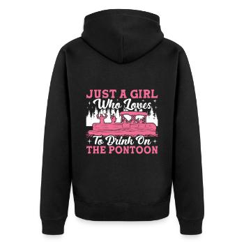 Pontoon Queen -Boat Pontoon -Women - Unisex Premium Organic Zip Hoodie - black - Back - Nico (187cm)