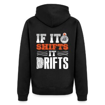 drifting, car type, car lover, car tuning - Unisex Premium Organic Zip Hoodie - black - Back - Nico (187cm)