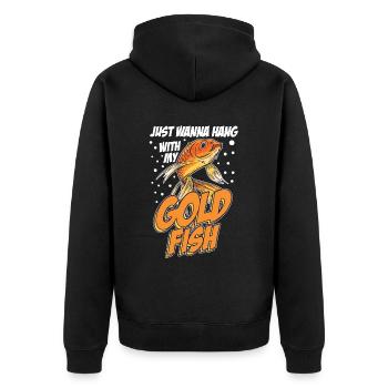 Hang With My Goldfish Carp Japan Aquarium Gold - Unisex Premium Bio Zip Hoodie - Schwarz - Hinten - Nico (187cm)