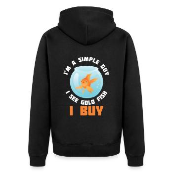 Simple Guy See Goldfish I Buy Carp Japan Aquarium - Unisex Premium Bio Zip Hoodie - Schwarz - Hinten - Nico (187cm)