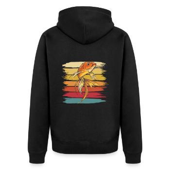 Vintage Goldfisch Karpfen Japan Aquarium Goldfisch - Unisex Premium Bio Zip Hoodie - Schwarz - Hinten - Nico (187cm)