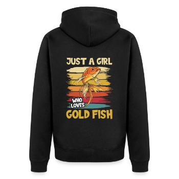 Fille qui aime la carpe poisson rouge Japon - Veste à capuche bio Premium Unisexe - noir - Dos - Nico (187cm)