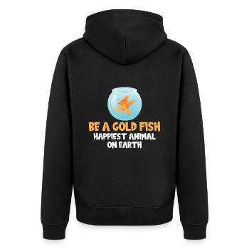 Vintage Goldfisch Karpfen Japan Aquarium Goldfisch - Unisex Premium Bio Zip Hoodie - Schwarz - Hinten - Nico (187cm)