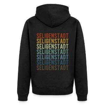 Seligenstadt City Retro Vintage - Unisex Premium Organic Zip Hoodie - black - Back - Nico (187cm)