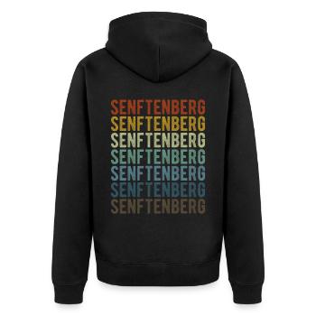 Senftenberg Stadt Retro Vintage - Unisex Premium Bio Zip Hoodie - Schwarz - Hinten - Nico (187cm)
