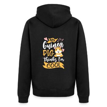 My guinea pig thinks I'm cool - - Unisex Premium Organic Zip Hoodie - black - Back - Nico (187cm)