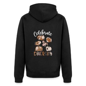 Vielfalt - Lustiges Meerschweinchen-nettes - Unisex Premium Bio Zip Hoodie - Schwarz - Hinten - Nico (187cm)