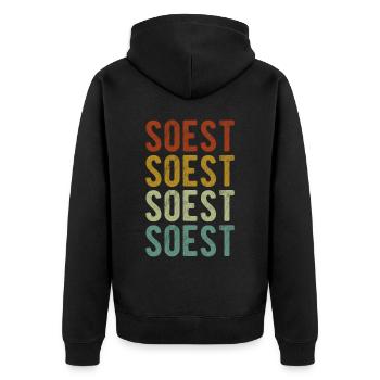 Soest City Retro Vintage - Unisex Premium Organic Zip Hoodie - black - Back - Nico (187cm)