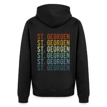 St. Georgen Stadt Retro Vintage - Unisex Premium Bio Zip Hoodie - Schwarz - Hinten - Nico (187cm)