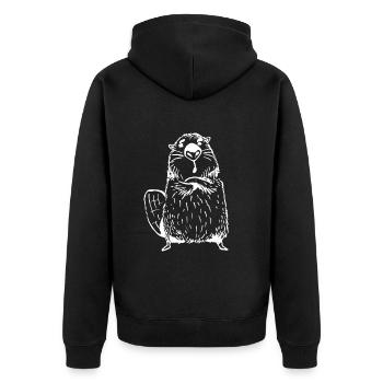 Contours de castor - Drôle de castor - Veste à capuche bio Premium Unisexe - noir - Dos - Nico (187cm)