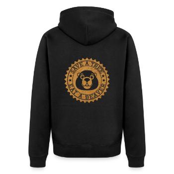Save trees, eat a beaver - Funny Beaver - Unisex Premium Organic Zip Hoodie - black - Back - Nico (187cm)