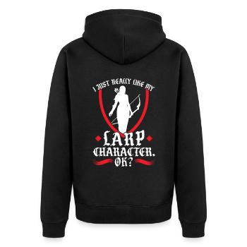 I Like My Larp Character - Larping - Unisex Premium Organic Zip Hoodie - black - Back - Nico (187cm)