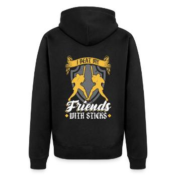 I Beat My Friends With Sticks - Larping - Unisex Premium Organic Zip Hoodie - black - Back - Nico (187cm)