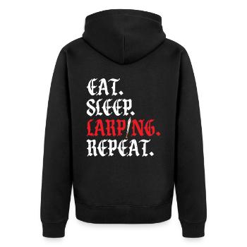 Manger. Dormir. Larping. Répéter - Veste à capuche bio Premium Unisexe - noir - Dos - Nico (187cm)