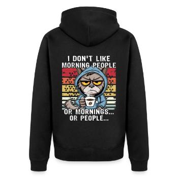 Morning People Cat Coffee - Veste à capuche bio Premium Unisexe - noir - Dos - Nico (187cm)