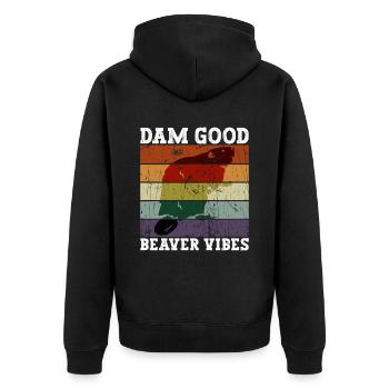 Barrage Good Beaver Vibes - Lustiger Biber - Veste à capuche bio Premium Unisexe - noir - Dos - Nico (187cm)