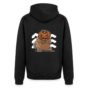 Castor à tête de citrouille - Castor d’Halloween - Veste à capuche bio Premium Unisexe - noir - Dos - Nico (187cm)