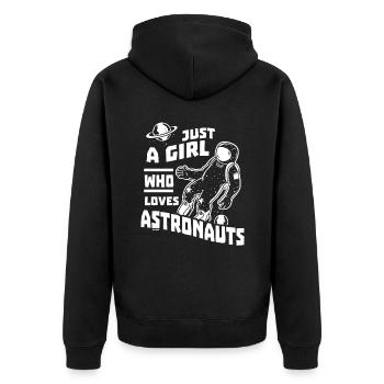Sa petite amie aime les astronautes - Veste à capuche bio Premium Unisexe - noir - Dos - Nico (187cm)