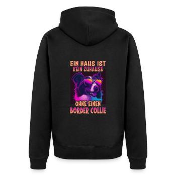 Hunde Spruch Border Collie Design - Unisex Premium Bio Zip Hoodie - Schwarz - Hinten - Nico (187cm)