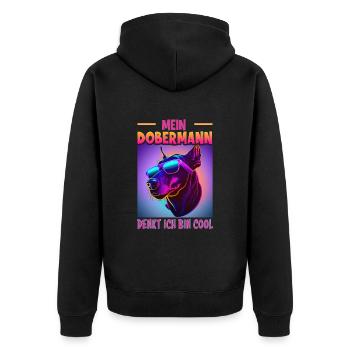 Hunde Spruch Doberman Design für Hundeliebhaber - Unisex Premium Bio Zip Hoodie - Schwarz - Hinten - Nico (187cm)