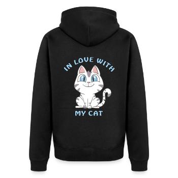 amoureux de mon chat - Veste à capuche bio Premium Unisexe - noir - Dos - Nico (187cm)