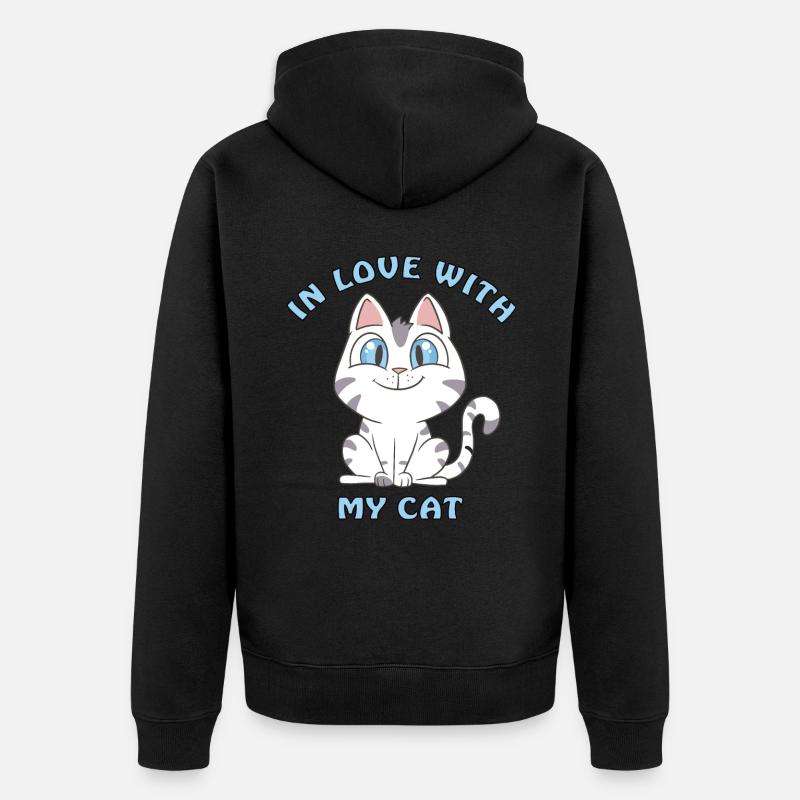amoureux de mon chat - Veste à capuche bio Premium Unisexe - noir