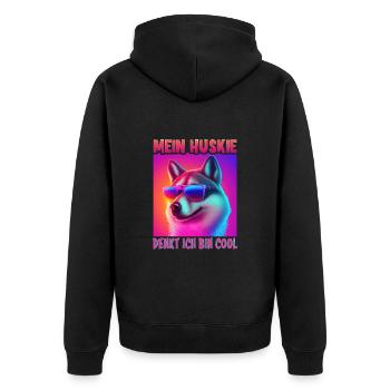 Hunde Spruch Huskie Design für Hundeliebhaber - Unisex Premium Bio Zip Hoodie - Schwarz - Hinten - Nico (187cm)