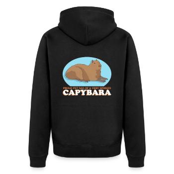 Capybara Dad Capybaras Gift - Unisex Premium Organic Zip Hoodie - black - Back - Nico (187cm)