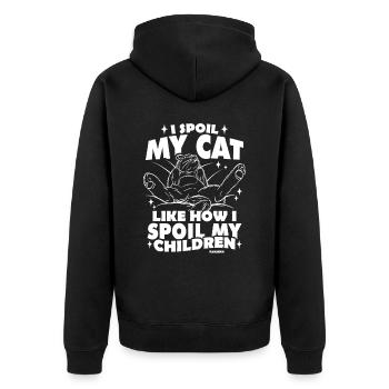 Katzenmama - Unisex Premium Bio Zip Hoodie - Schwarz - Hinten - Nico (187cm)