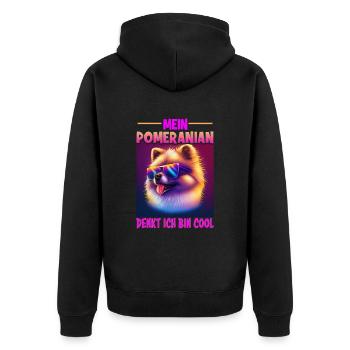 Hunde Spruch Pomeranian Design für Hundeliebhaber - Unisex Premium Bio Zip Hoodie - Schwarz - Hinten - Nico (187cm)