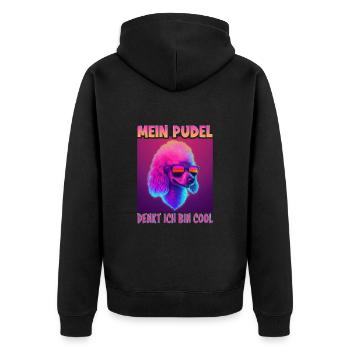 Hunde Spruch Pudel Design für Hundeliebhaber - Unisex Premium Bio Zip Hoodie - Schwarz - Hinten - Nico (187cm)