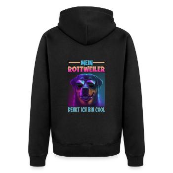 Hunde Spruch Rottweiler Design für Hundeliebhaber - Unisex Premium Bio Zip Hoodie - Schwarz - Hinten - Nico (187cm)