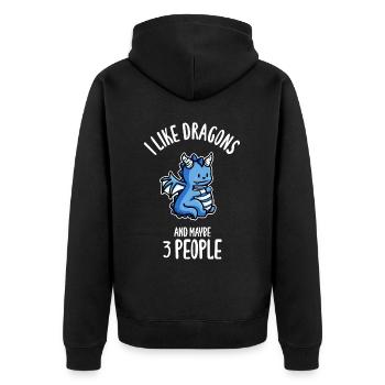 I Like Dragons And Maybe 3 People - Unisex Premium Organic Zip Hoodie - black - Back - Nico (187cm)