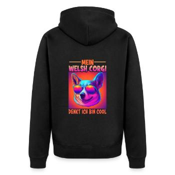 Hunde Spruch Welsh Corgi Design für Hundeliebhaber - Unisex Premium Bio Zip Hoodie - Schwarz - Hinten - Nico (187cm)