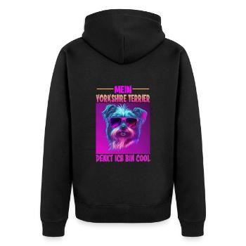 Hunde Spruch Yorkshire Terrier Design für - Unisex Premium Bio Zip Hoodie - Schwarz - Hinten - Nico (187cm)