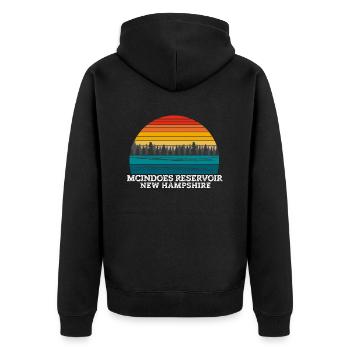 McIndoes Reservoir New Hampshire - Unisex Premium Bio Zip Hoodie - Schwarz - Hinten - Nico (187cm)