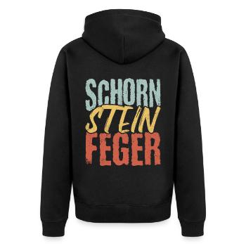 Schorn Stein Feger Schornstein Glücksbringer Kamin - Unisex Premium Bio Zip Hoodie - Schwarz - Hinten - Nico (187cm)