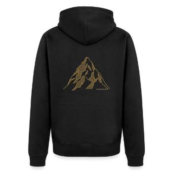 Outdoor Berg Gipfel Silhouette MTB - Unisex Premium Bio Zip Hoodie - Schwarz - Hinten - Nico (187cm)