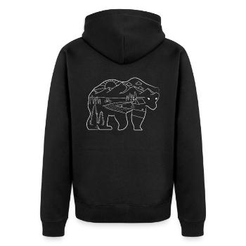 Bear Mountain Bike Hiking Camping - Unisex Premium Organic Zip Hoodie - black - Back - Nico (187cm)