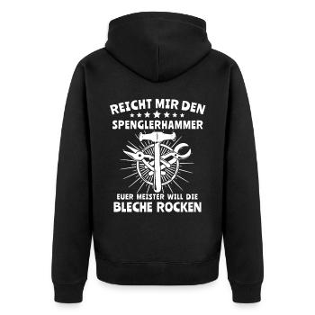 Spengler Spengeln Karosseriespengler - Unisex Premium Bio Zip Hoodie - Schwarz - Hinten - Nico (187cm)