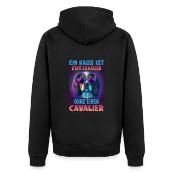 Hunde Spruch Cavalier Spaniel für Hundeliebhaber - Unisex Premium Bio Zip Hoodie - Schwarz - Hinten - Nico (187cm)