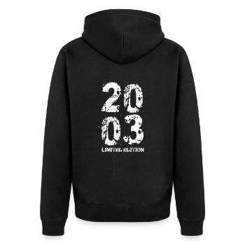 Birthday 2003 Limited Edition Number 03 - Unisex Premium Organic Zip Hoodie - black - Back - Nico (187cm)