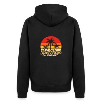 San Diego - Unisex Premium Bio Zip Hoodie - Schwarz - Hinten - Nico (187cm)