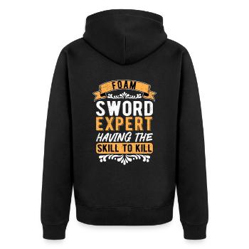 Larp Live Action Role Playing Foam Sword Expert - Unisex Premium Bio Zip Hoodie - Schwarz - Hinten - Nico (187cm)